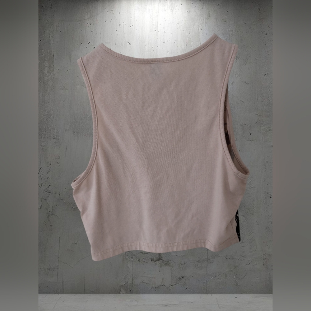 SHEIN Beige Crop Tank with Black Graphic Print - Picture 2 of 5